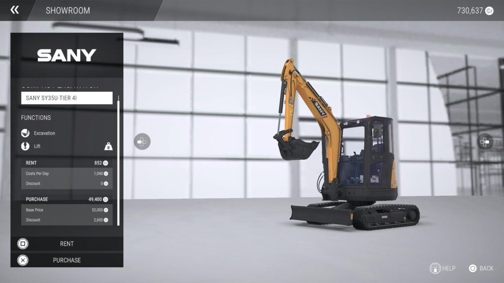3a Construction Simulator SANY Pack review SY35U (Tier 4i) – Compact Excavator