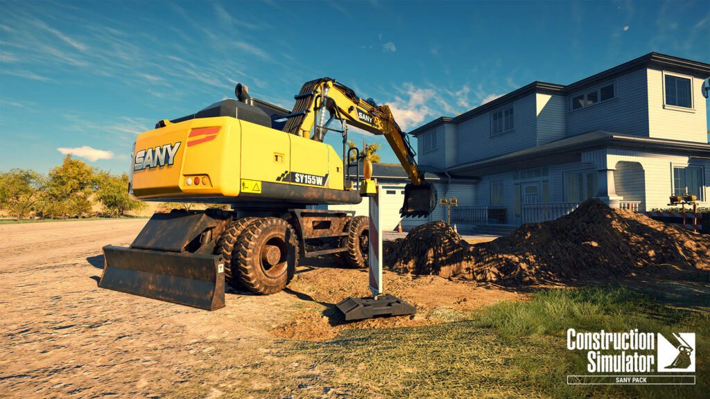 6b Construction Simulator SANY Pack review SY155W – Wheeled Hydraulic Excavator