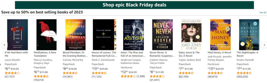 Top Amazon Black Friday Book Deals maina