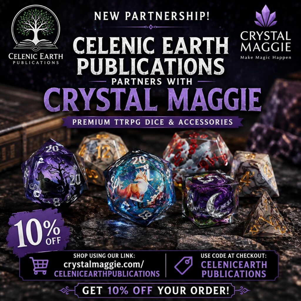 Celenic Earth Publications Partners with Crystal Maggie for TTRPG Dice
